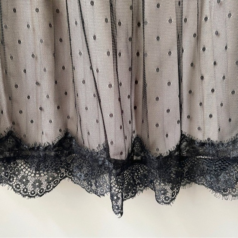 Ballet Midi Skirt Women's 12 Black Tan Mesh Lace Polka Dot Classic Pleated Soft - Picture 12 of 12